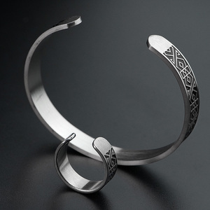 Stainless Steel Men Cuff Bangles Ring Knot Viking <b>Bracelet</b> Vintage Amulet Talisman Jewelry Christmas Present Jewelry <b>Set</b> - Product Image 3