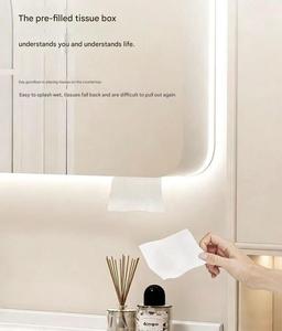 Nouvelle armoire de salle de bain en noyer crème avec <span class=keywords><strong>lavabo</strong></span> intégré, plan de travail et miroir de salle de bain à LED, combinaison élégante - Product Image 5