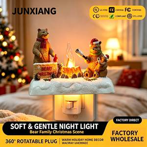 Linda Lámpara Nocturna LED de Silicona con Diseño de Familia de Osos al Rededor de un Fogata, Luz Cálida y Suave, Decoración Navideña para el Hogar, Idea de Regalo - Product Image 1