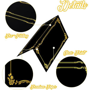 Tentes <span class=keywords><strong>de</strong></span> table pliées personnalisées cartes <span class=keywords><strong>de</strong></span> nom <span class=keywords><strong>de</strong></span> table <span class=keywords><strong>de</strong></span> signe avec bordure en feuille d'or cartes <span class=keywords><strong>de</strong></span> <span class=keywords><strong>place</strong></span> <span class=keywords><strong>de</strong></span> mariage noires - Product Image 3