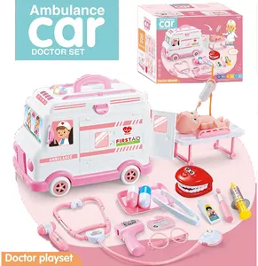 Ambulance électrique pour les enfants, jouet de médecin et de dentiste, Set de jouets d'imitation, Set médical en plastique