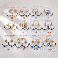 Boucles d'oreilles pendantes personnalisées pour femmes en acier inoxydable plaqué or 14 carats, design 12 constellations du zodiaque, qualité robuste, tendance, cadeau de mode