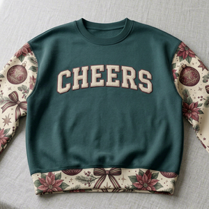 Women's Crew Neck Sweatshirt Christmas Floral Print <b>Sleeve</b> Cheers Letter Design Winter Casual Pullover <b>Long</b> <b>Sleeve</b> <b>Top</b> - Product Image 1