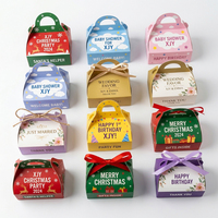 Boîte cadeau en papier XJY pour fête de Noël avec poignée, boîte à dragées pour mariage et anniversaire, pour emballage de cadeaux invités