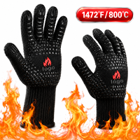 Gants de four en aramide résistants à la chaleur pour l'extérieur, gants de cuisson en aramide et silicone résistants au feu pour barbecue
