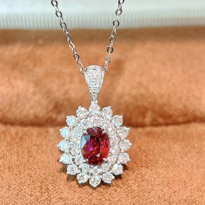 Lanphear kalung liontin mewah emas putih 18K kustom perhiasan bagus delima alami tanpa panas kalung berlian alami - Product Image 1