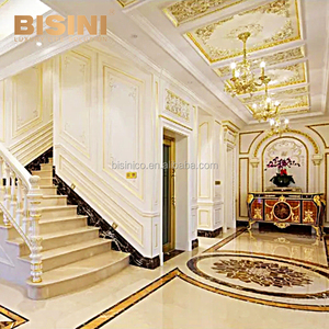 Classico di lusso in Stile Europeo Villa Girasole Progettato Beige e Nero di Marmo Medaglione Intarsiato Pavimento di Piastrelle - Product Image 2