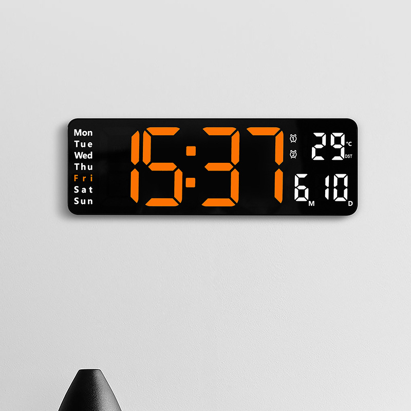 Reloj de pared de salón simple de 13 pulgadas, multifunción, misma pantalla, temperatura, semana, reloj