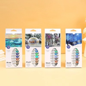 Approvisionnement d'usine prêt pour le bateau Tube en plastique en aluminium 12 couleurs 12 ML <span class=keywords><strong>acrylique</strong></span>/<span class=keywords><strong>Gouache</strong></span>/huile/aquarelle ensemble de peinture - Product Image 2