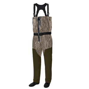 Waders de pêche à la mouche légers gris pour hommes avec fermeture éclair sur la poitrine, respirants, en ripstop, avec bottes intégrées pour la chasse, imperméables - Product Image 1