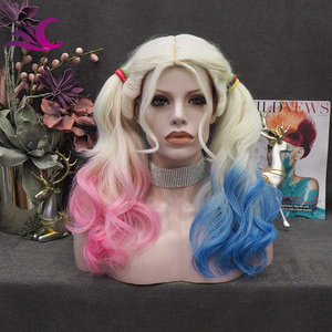 La moda celebrità 980quinn la macchina piena di colore rosa e blu cuce le parrucche sintetiche parrucche sintetiche in fibra ad alta temperatura - Product Image 1