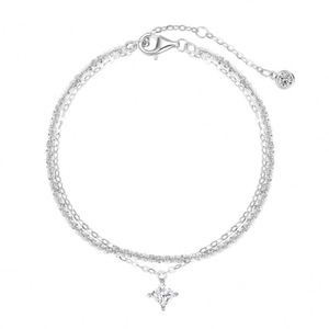 Dylam Trending Lucky Style <b>Jewellery</b> Rhodium Plated Sterling Silver Double Layer Chain 5A Zirconia Four Leaf Clover Bracelets - Product Image 1