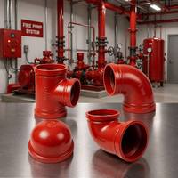 Coussinet coudé rainuré en fonte ductile rouge de 4 pouces, certifié ASTM A536 UL FM ISO pour conduite d'incendie, OEM