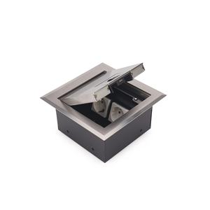 Boîtier de plancher surélevé encastrable avec couvercle à fermeture douce et ports modulaires d'alimentation et de données - Product Image 1