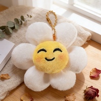 Breloque en peluche Fleur de Soleil Fluffy Smile, options de couleurs vives, chaîne en métal doré, joli pendentif de sac, cadeau adorable pour jeunes filles