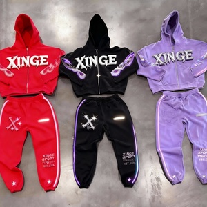 Conjunto de Sudadera con Capucha y Pantalones Deportivos de Felpa Francesa de 2 Piezas con Logotipo Personalizado para Hombre, Estilo Hip Hop - Product Image 1