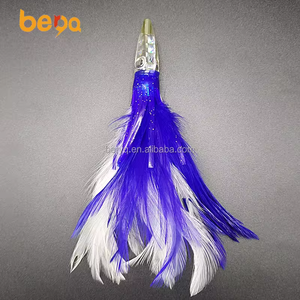 Appâts à la traîne pêche en mer chocolat tête de poulpe avec jupe en plumes barbe leurre pêche Marlin thon appât pêche à la traîne non rigée - Product Image 6