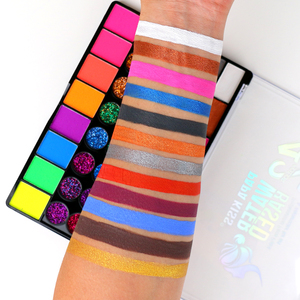 Profesional 42 colores cara <span class=keywords><strong>pintura</strong></span> brillo kit paleta neón UV cuerpo <span class=keywords><strong>pintura</strong></span> conjunto brillo luz oscura para niños brillo cara <span class=keywords><strong>pintura</strong></span> - Product Image 3