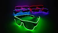 LINLI – lunettes de soleil LED fluo Rave sans fil, luisant dans l'obscurité, fil El, pour Festival de musique