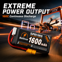 Batterie LiPo Battivus SUPER-NANO 4S 1600mAh 14.8V haute puissance 160C pour drones de course FPV Quadcopter – Pack d'alimentation fiable
