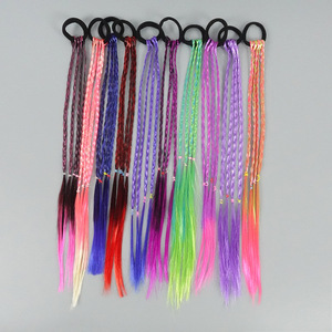 Ombre Colorful Braided Wig Ponytail Hair Tie Gradient Dirty <b>Braid</b> Elastic Hair Rope Party Festival Dress Up Hair <b>Accessories</b> - Product Image 1