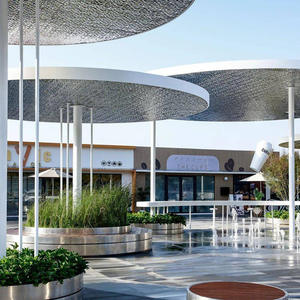 Gran moderno Circular de acero inoxidable pabellón inmobiliario hito al aire libre escultura de Metal personalizar arte Gazebo esculturas - Product Image 3