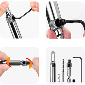 Kit de perçage transfrontalier pour charnières de portes et fenêtres, ouvre-trou de charnière pour charpentier, perceuse manuelle de positionnement, foret hexagonal profilé pour perçage - Product Image 3