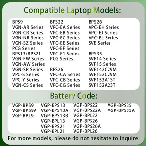 Batería de Repuesto para Portátil <span class=keywords><strong>VGP</strong></span>-BPS9 <span class=keywords><strong>VGP</strong></span>-BPS13 <span class=keywords><strong>VGP</strong></span>-BPS21 <span class=keywords><strong>VGP</strong></span>-BPS22 BPS26 BPS35 para Portátiles Sony Serie VGN VPC SVE SVF - Product Image 2