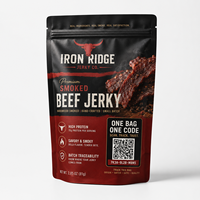 Sachet personnalisé refermable avec code QR pour viande séchée (bœuf), emballage traçable pour snacks à base de viande
