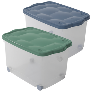 Boîte de rangement Tartarugo 600x400x360mm Vert Bleu en plastique PP avec couvercle empilable pour l'organisation de la cuisine - Product Image 3