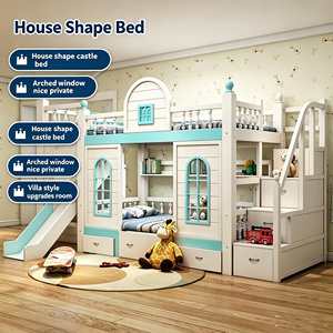 New Design Kids Luxury Wooden Double <strong>Bed</strong> Bedroom Furniture Wooden <strong>Bed</strong> <strong>With</strong> Arch <strong>Slide</strong> and Storage Stairs - Product Image 3