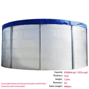 ผ้าซับ<span class=keywords><strong>บ่อ</strong></span>น้ำปลาเคลือบพีวีซีสำหรับงานหนัก4000L โครงเหล็กชุบสังกะสีสำหรับเพาะเลี้ยงสัตว์น้ำกลางแจ้ง - Product Image 2