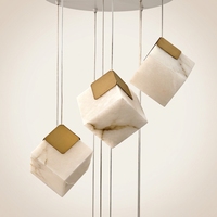 Lampe suspendue LED en marbre naturel pour salon, ligne Alabaster, petite taille