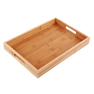 Bamboo Serving <b>Tray</b> With Handles <b>Small</b> Medium Large Size For Home Tea Fruit Party Use Wooden Pattern Household Grade - Product Image 3
