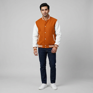 Blouson universitaire tendance FINER THREADS en mélange de laine, col montant, boutonnage frontal, respirant, pour le quotidien et les loisirs, idéal pour l'hiver et le campus, OEM - Product Image 1