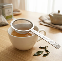 Passoire à thé japonaise Harmony à double maille fine, passoire à thé portable en acier inoxydable pour le café, le thé, le matcha, les feuilles de thé en vrac, martelée