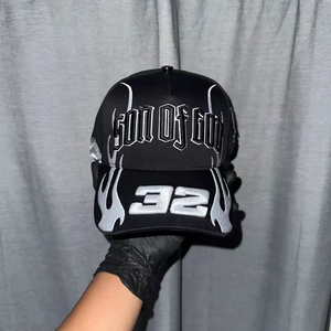 Cappelli da baseball ricamati a 5 pannelli in pelle scamosciata con visiera curva e logo in strass da uomo - Product Image 4