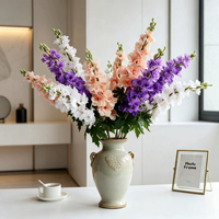 Fleur artificielle en latex rose et blanc, effet toucher réel, Delphinium Ajacis, pour décoration de mariage, de maison ou de centre de table