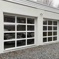 Porte de garage transparente en alliage d'aluminium avec effet miroir, verre transparent pour intérieur commercial