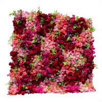 Panneau mural en tissu de roses 3D en soie rose de luxe en gros, déroulable, pour toile de fond de mariage et centres de table d'événements
