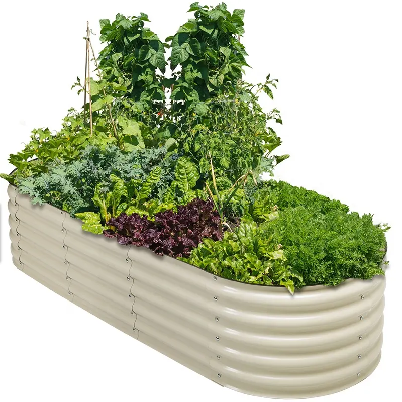 Eco-friendly Large Metal Outdoor Planters Galvanized Raised Garden Bed for Tomato Flowers Fruits Herbs