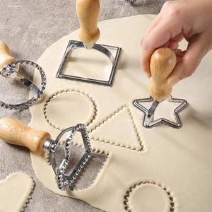 Zinc Alloy Cookie Cutter Set Wooden Handle Pastry Mold Baking Tool Durable For <b>Dough</b> Embossing - Product Image 3