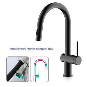 FRAP Grifos de fregadero extraíbles negros de acero inoxidable contemporáneos Grifos de lavabo flexibles para cocina de hotel - Product Image 3