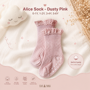 Calcetines elásticos de color rosa polvoriento con tela suave, transpirables y con soporte flexible que mantienen los pies pequeños cómodos en todo momento. - Product Image 3