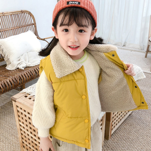 Gilet <span class=keywords><strong>sans</strong></span> Manches Chaud pour Bébé Fille et Garçon d'Automne Hiver, <span class=keywords><strong>Doudoune</strong></span> Enfant Couleur Unie - Product Image 3