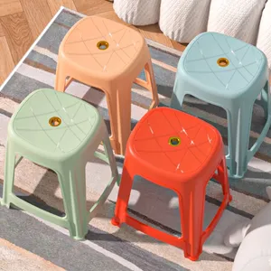 Traditional Plastic Stool With Four Legs Plastic Stool Chair Thickening Stackable High Plastic Stool