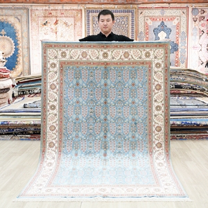 Tappeto in seta persiana 137x198cm fatto a mano Vintage Melbourne Dubai in stile orientale <span class=keywords><strong>per</strong></span> adolescenti - Product Image 1