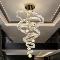 Lustre en cristal K9 de luxe, hauteur réglable, doré, luminaire moderne pour plafond, villa, salon, escalier, hôtel, décoration de mariage