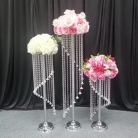 L163 Support de vase en acier inoxydable de 100 cm, finition miroir brillant or et argent, pour centre de table de mariage