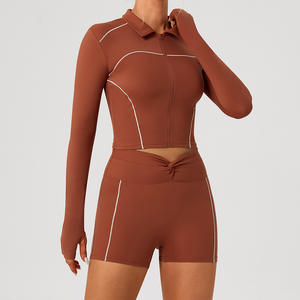 RUIQUWIN 2026 Nouvel ensemble de vêtements de sport pour femmes, veste de yoga zippée à séchage rapide et respirante, short de sport à haute élasticité, course à pied, fitness - Product Image 3